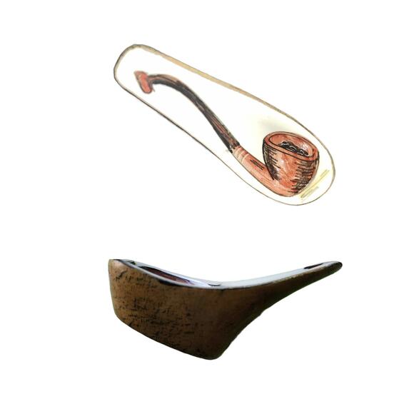Vintage Italian Ceramic and Leather Tooled Single Pipe Rest Stand - Picture 1 of 10
